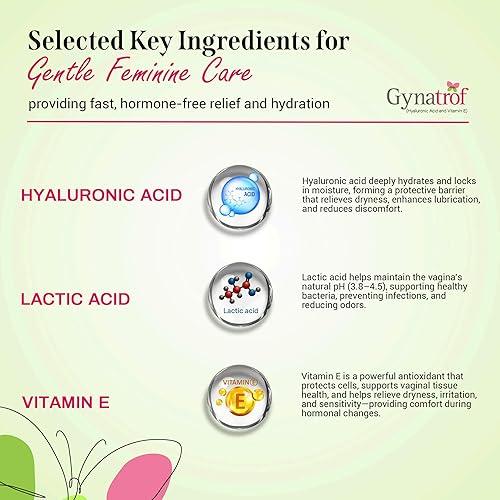 Miniatura 6 de Gynatrof Hidratante vaginal: acción rápida, alivio sin hormonas para la sequedad vaginal, picazón e irritación, ácido hialurónico y vitamina E para