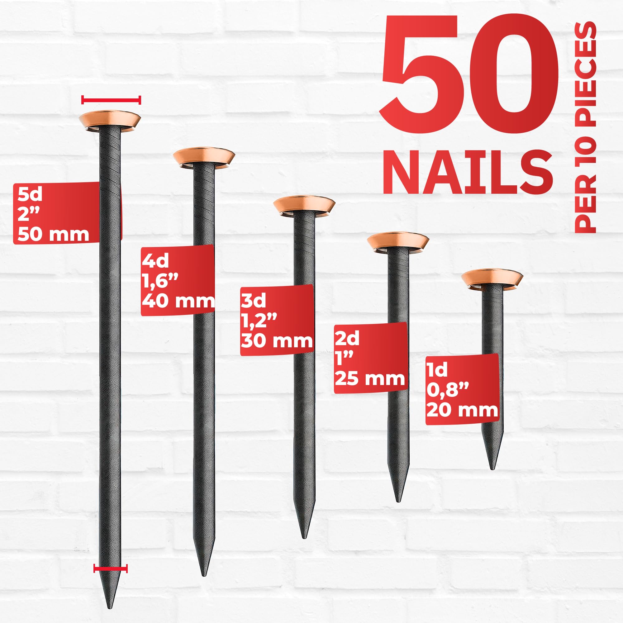 Set 50 Chiodi Per Foto In Acciaio - Misure Miste 20-50 Mm Con Testa Argentata - Foto 10