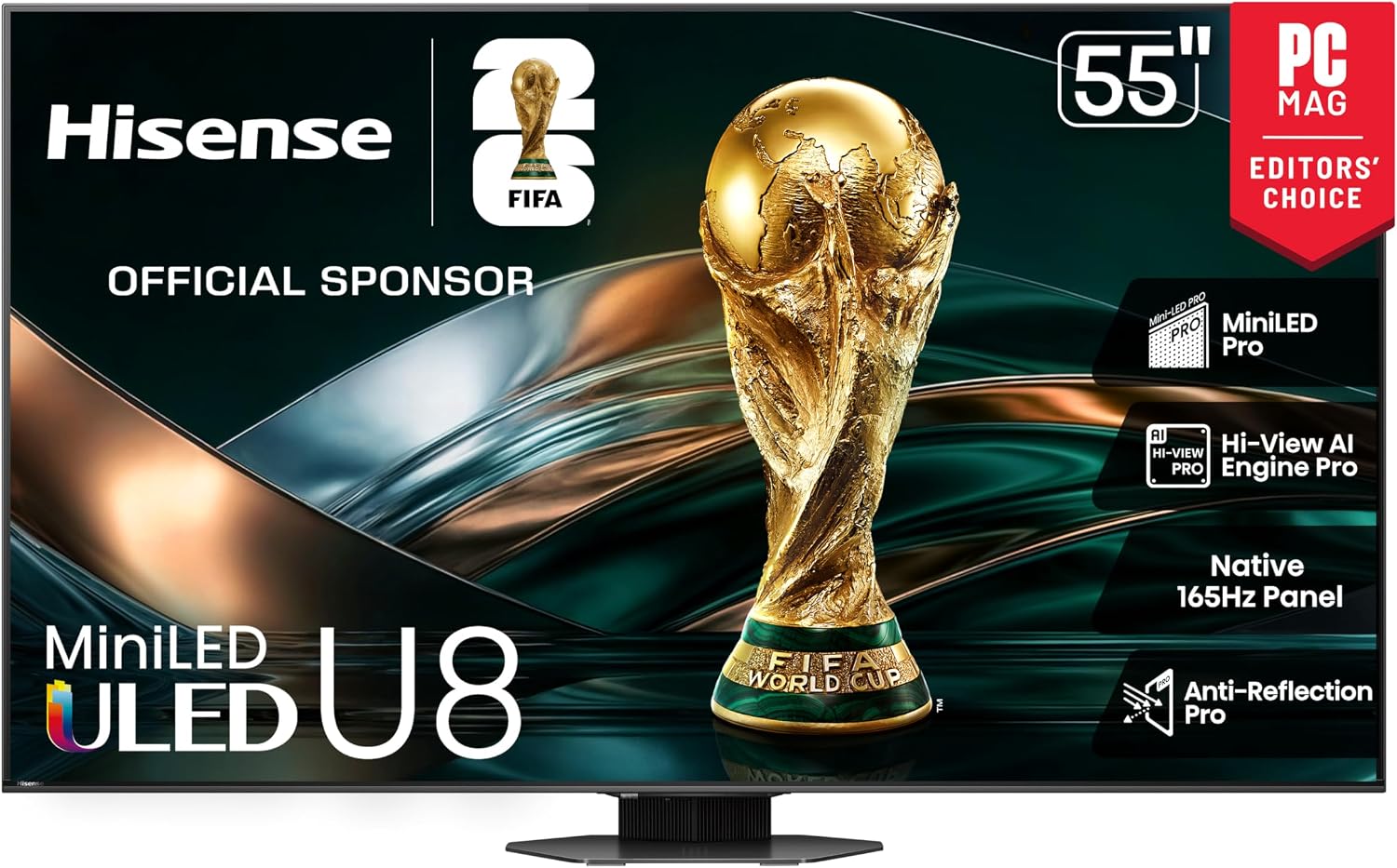 55" U8 Series ULED Mini-LED 4K UHD Smart Google TV (55U8QG) - QLED, Native 165Hz, VRR 288, Up to LD5600, 5000 Nits, HDR10+, Dolby Vision IQ · Atmos, IMAX Enhanced, 4.1.2 Ch Audio