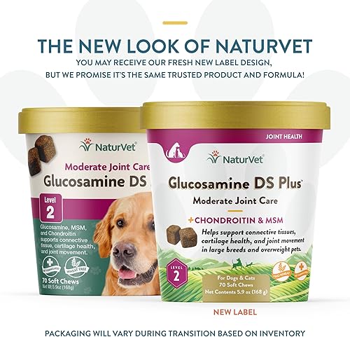 Miniatura 2 de NaturVet  Glucosamina DS Plus - Nivel 2 Cuidado Moderado  Apoya la función saludable de cadera y articulaciones  Mejorado con glucosamina, MSM y