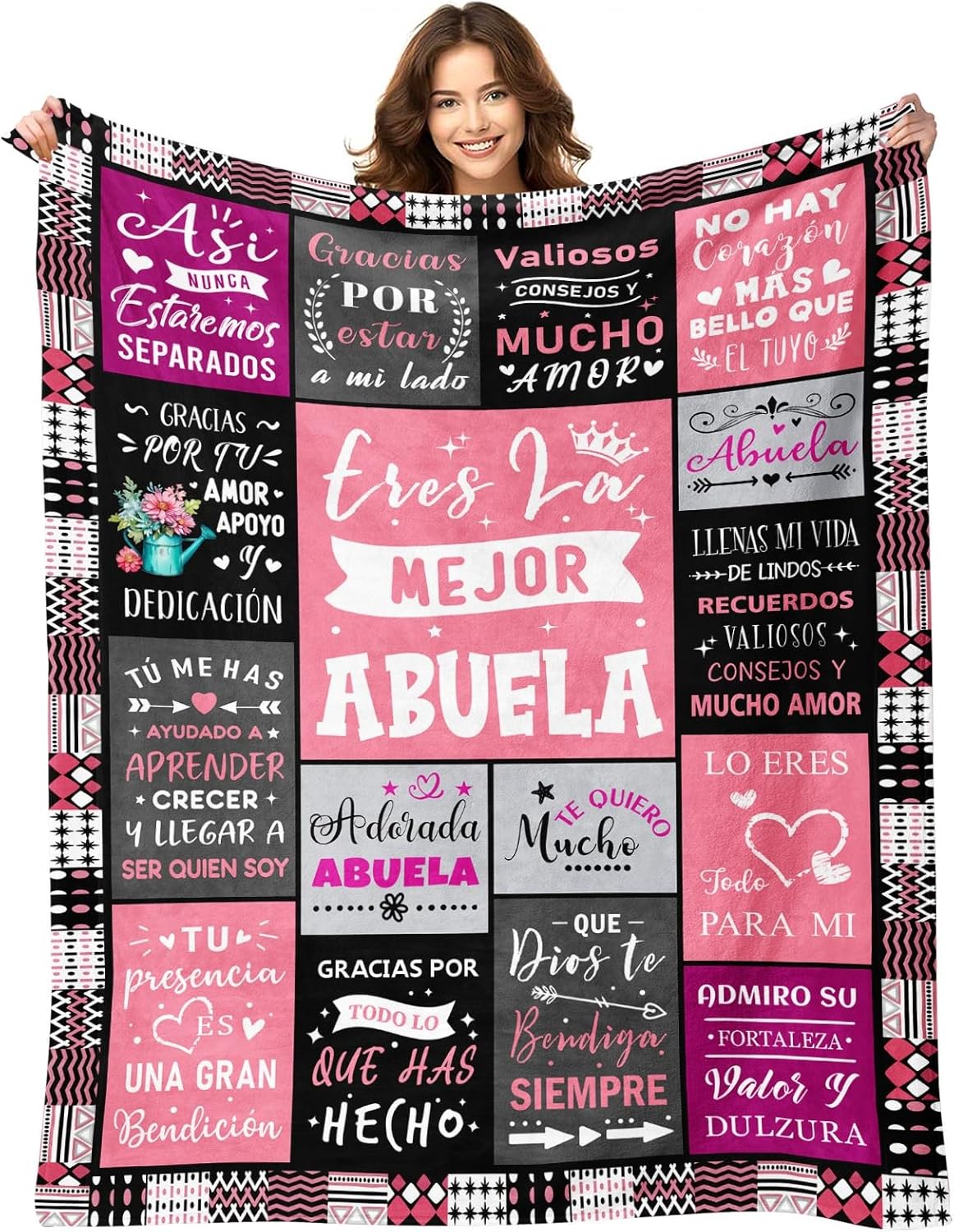 Grandma Gifts in Spanish - Regalos para Abuela - Mothers Day Christmas Birthday Gifts for Abuelita from Grandchildren - Eres La Mejor Abuela - Regalo para Abuelita - Grandmas Blanket 60"x80"