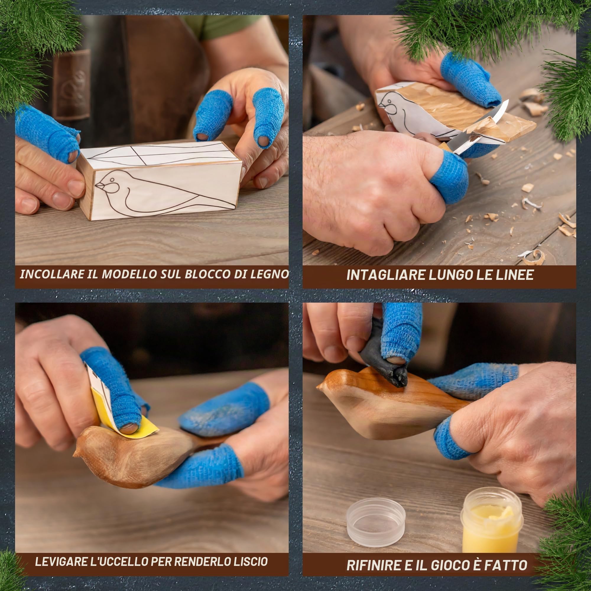 BeaverCraft - Kit completo per principianti in legno di ciliegio, per principianti, adulti e adolescenti, per intagliare gli uccelli, per hobby (blocco extra di tiglio)