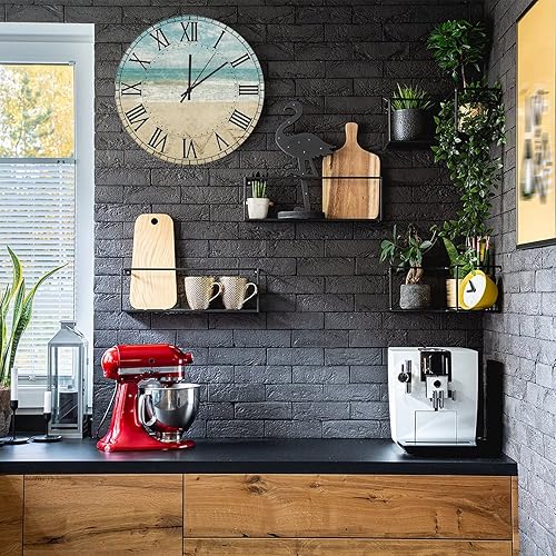 Miniatura 4 de Reloj de pared redondo de madera, funciona con pilas, silencioso, sin contacto, retro, con números romanos, ideas de regalo para restaurantes,