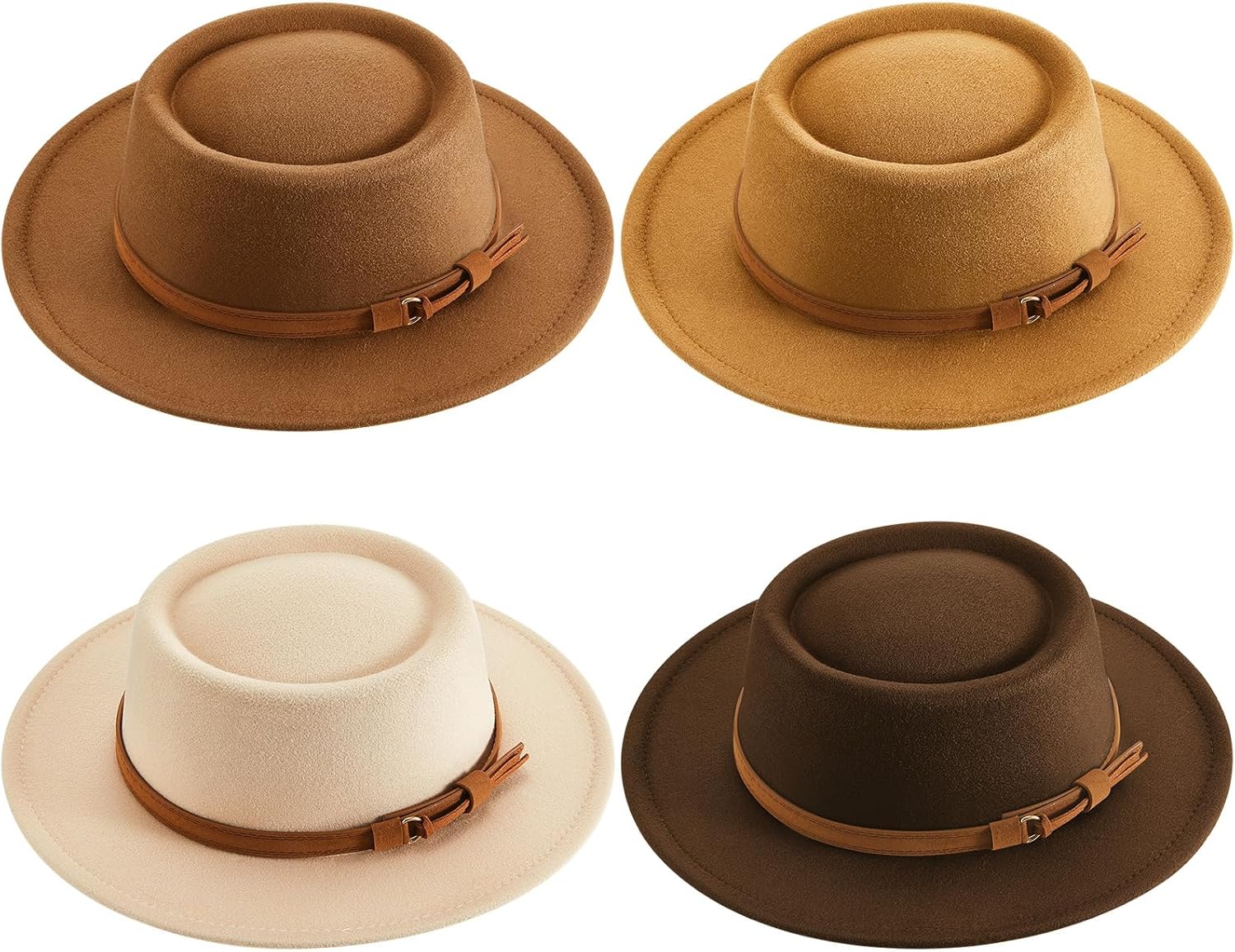 Hercicy Wool Fedora Hats for Women Vintage Felt Boho Hat with Decorative Belt Panama Pork Pie Jazz Style Headwear