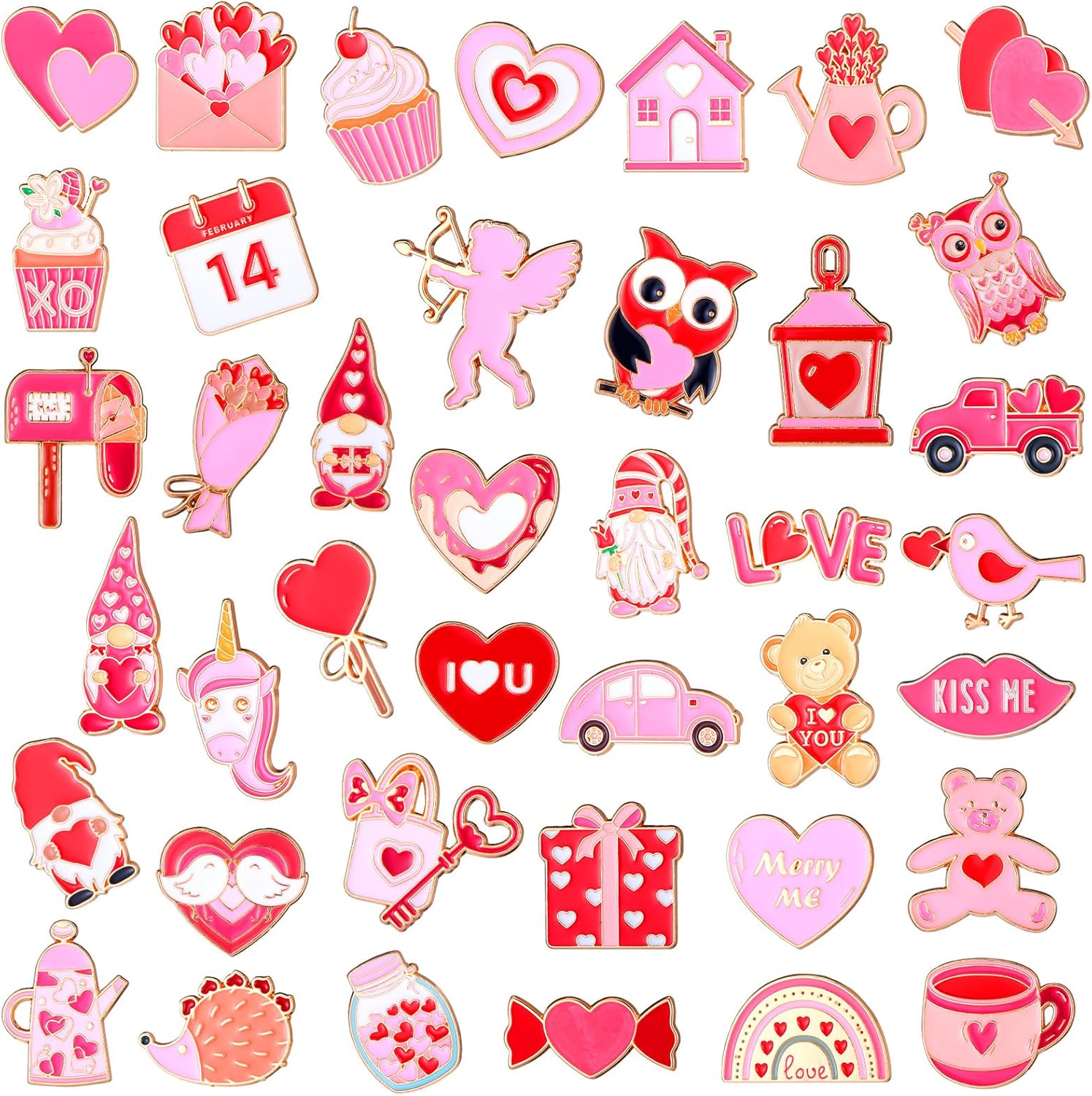 Giegxin 40 Pcs Valentines Pins Bulk Valentines Day Enamel
