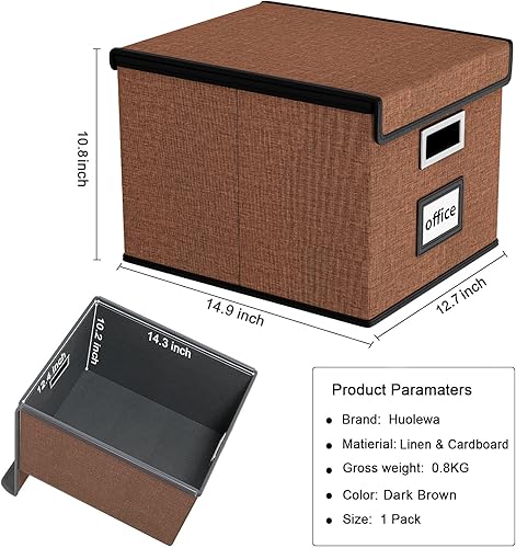 Vista 114 de Huolewa Caja organizadora de archivos con tapa, organizador de carpetas de archivos plegable para almacenamiento de documentos de oficina, caja