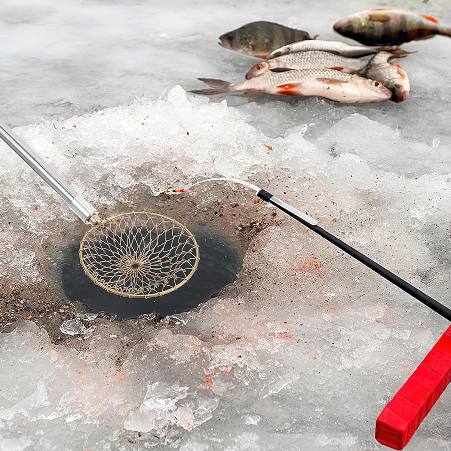 YARNOW 2 Sets Ice Fishing Skimmer Scoop with Long Handle 15.75" Lightweight Zinc Plating Portable Ice Scoop for Outdoor Angling and Aquarium Maintenance Fishing Accessories image 4