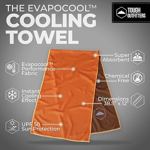 Miniatura 4 de Tough Outdoors Toalla de enfriamiento  Toallas de enfriamiento para cuello y cara  Envoltura de hielo y trapo para sudar para camping, gimnasio,
