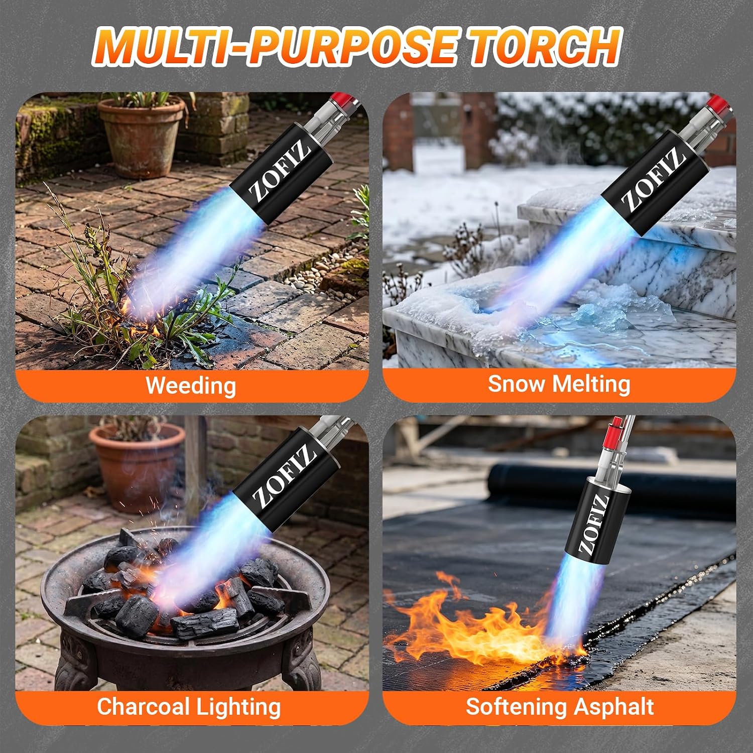 Propane Torch Weed Burner Kit, 34" Heavy Duty Blow Torch with Self Igniter & 10FT Hose, Flamethrower for Weeding, Roofing, Ice Melting(Fuel Not Included)