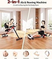 Vista 2 de Yoleo 2 in 1 Ab & Rowing Machines for Home, Foldable Ab Workout Equipment, Ab Trainer Machine for Stomach Workout, Ab Crunch Machine with Foam