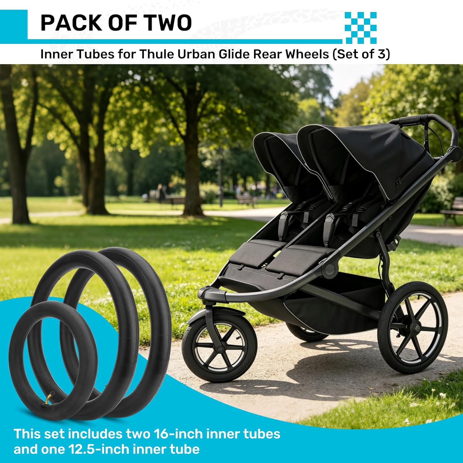 Tire Tube for Thule Urban Glide,Rear+Front Wheel Tube, Wheel Tube Replacement Urban Glide All-Terrain Strollers（3pc）