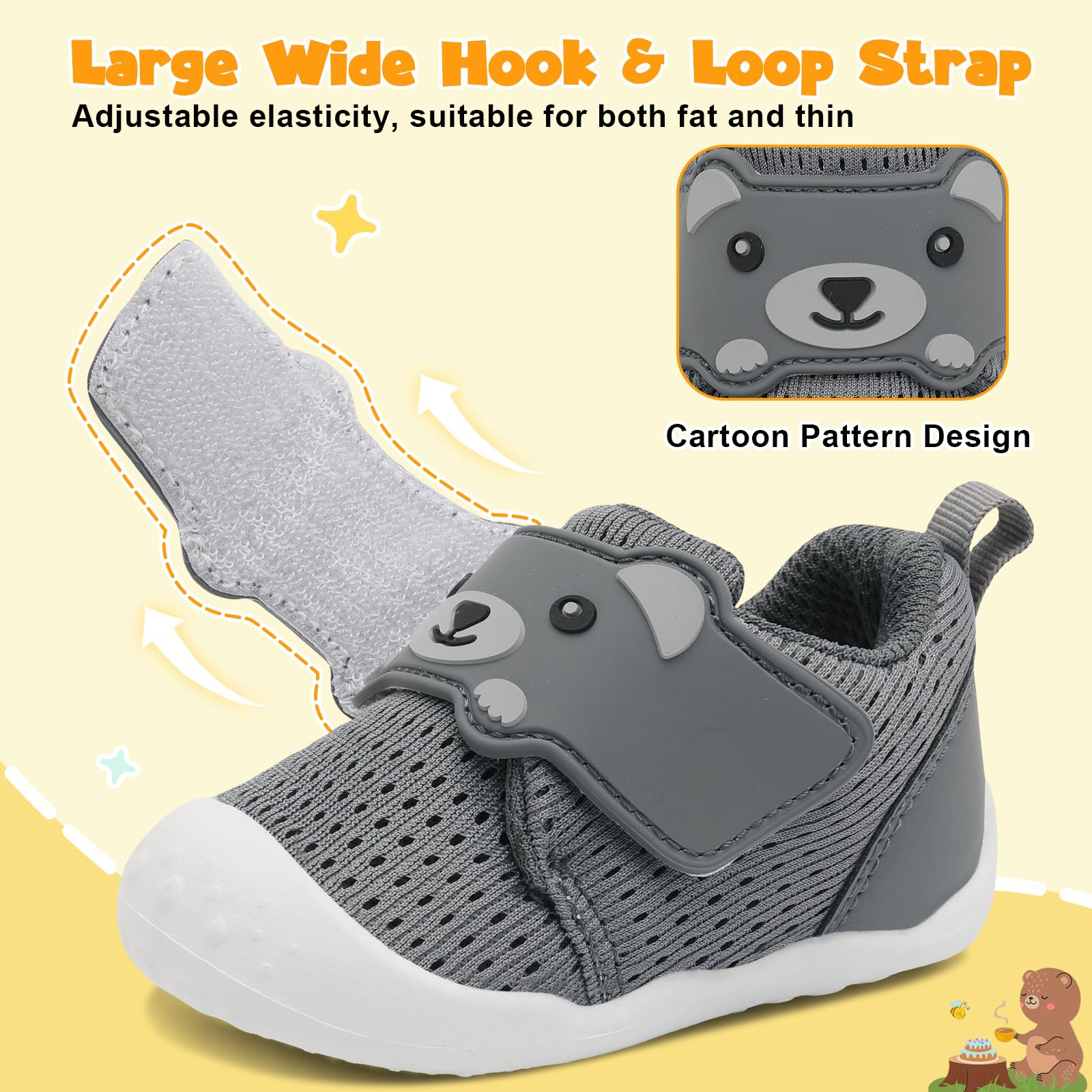 JOINFREE Baby Walking Wide Shoes Infant Boys Girls Breathable Barefoot Shoes Crib Tennis Shoes Lightweight Non-Slip Sneakers First Walkers — view 4