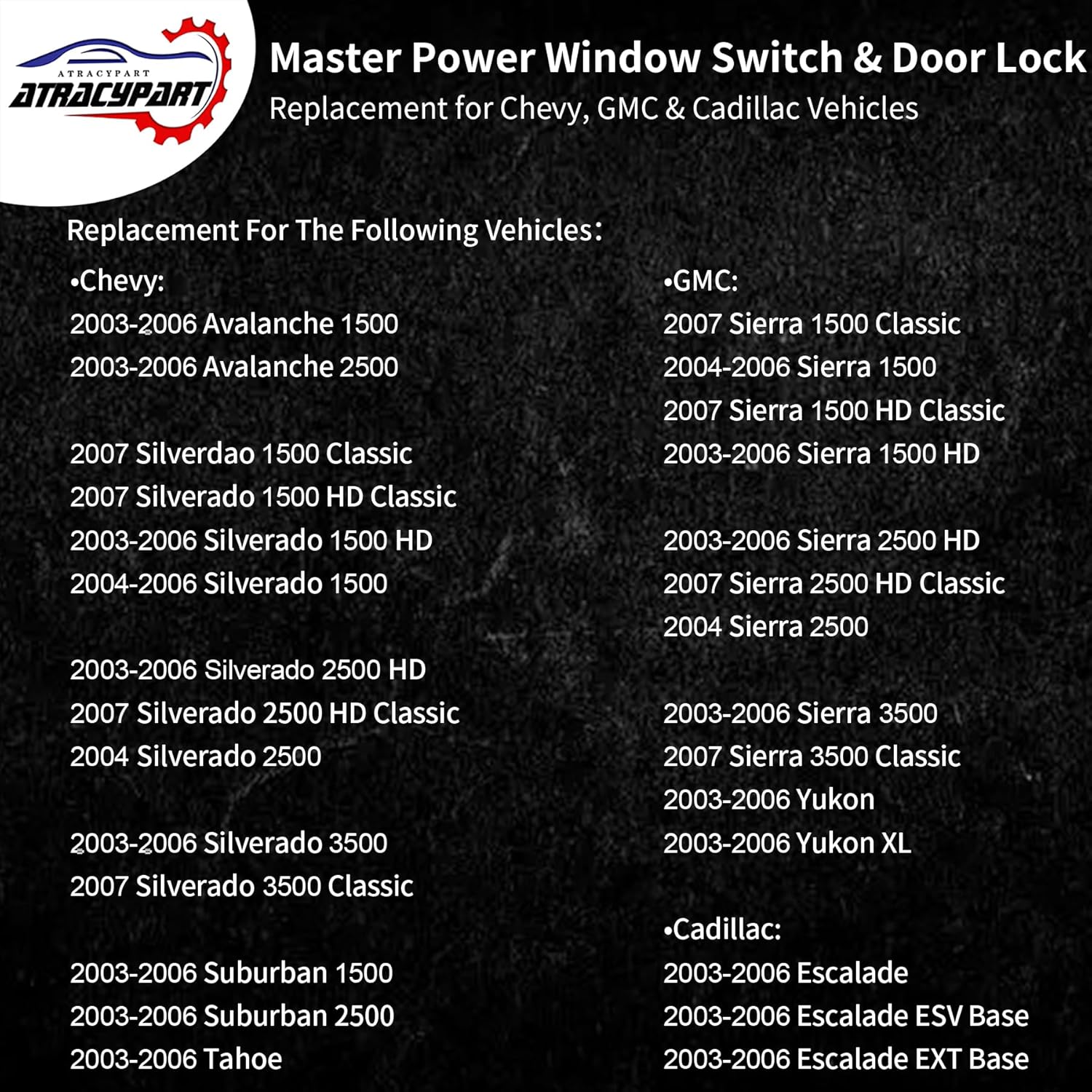 Master Power Window Switch Door Lock Front Driver Side with Mirror Switch and Module, Compatible with 2003-2007 Chevy, GMC & Cadillac, Replaces# 15883320, DWS-241
