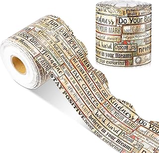 Spiareal 68.9 Feet Scalloped Bulletin Board Border Rustic Farmhouse Home Sweet Rolled Border Trim Inspirational Quotes Growth Mindset Classroom Bulletin Boards Wall (Travel Style) Multicolor