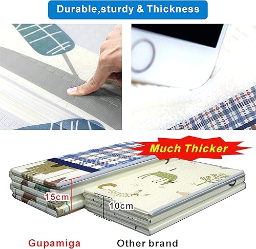 Miniatura 3 de Tapete plegable para bebé, tapete de juego de espuma extra grande, reversible, impermeable, portátil, de doble cara, para niños pequeños, uso en