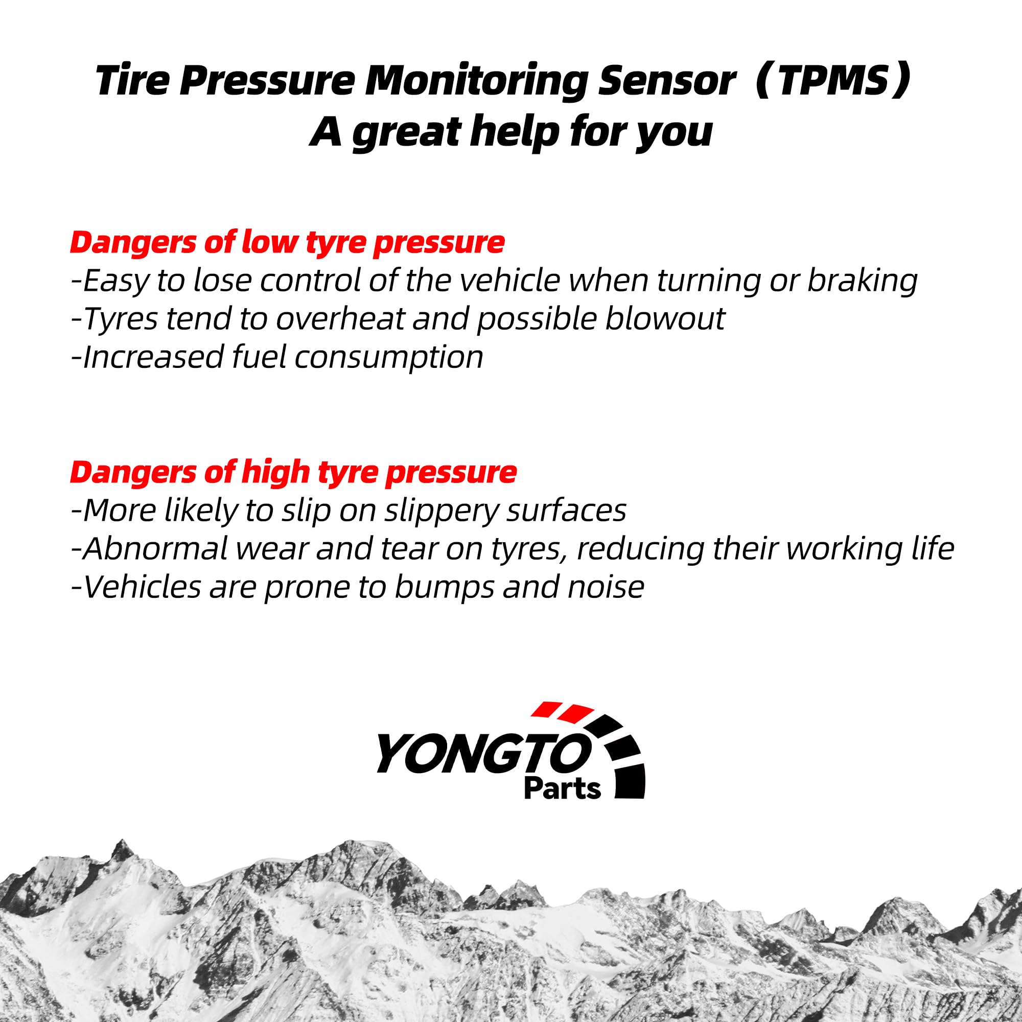 Yongtoparts TPMS Sensor 315MHz (4-Pack) - Compatible With Ford, Lincoln, Mercury Models 2005-2011 (Replaces OE 6F2Z1A189A)