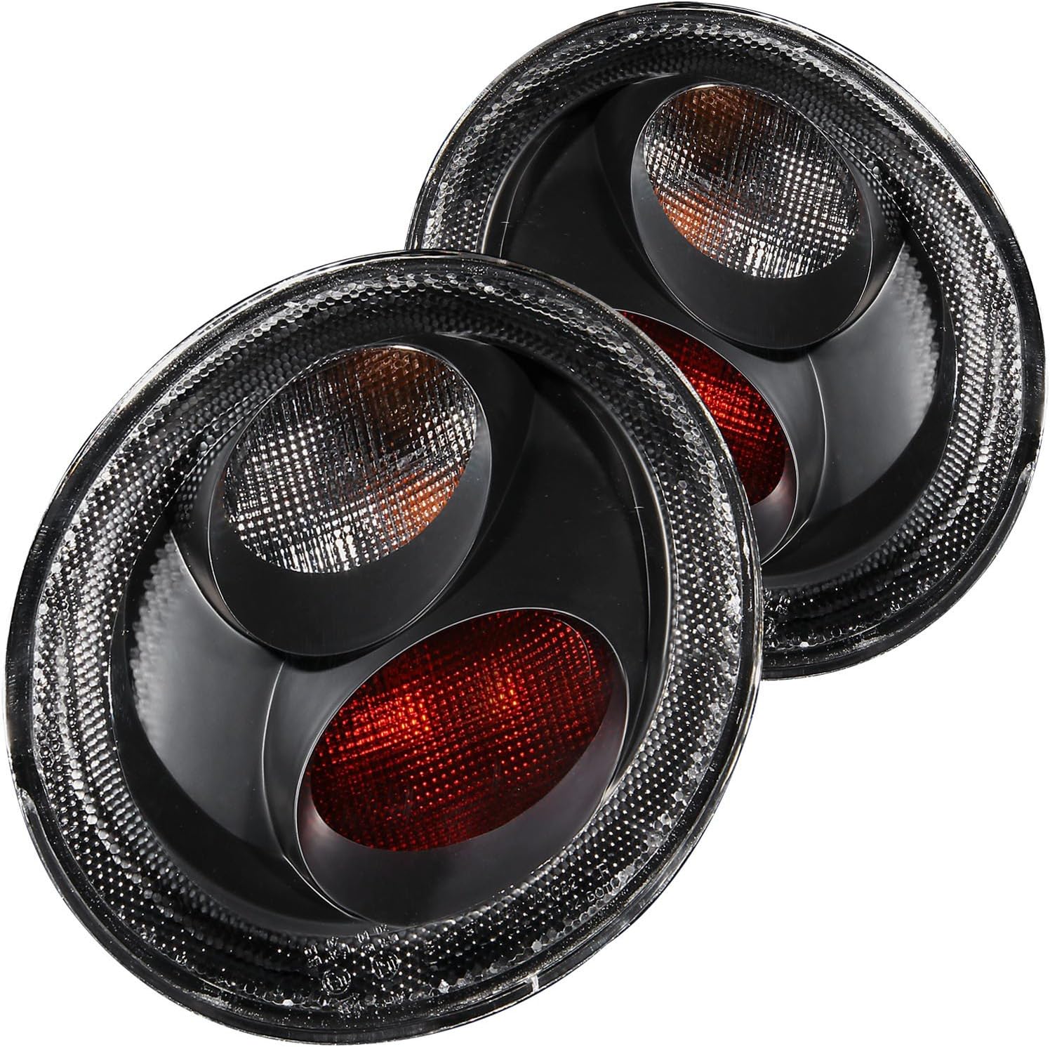 HEADLIGHTSDEPOT Black Housing Tail Light Compatible with Beetle 1998-2005 Includes Left Driver and Right Passenger Side Tail Lights
