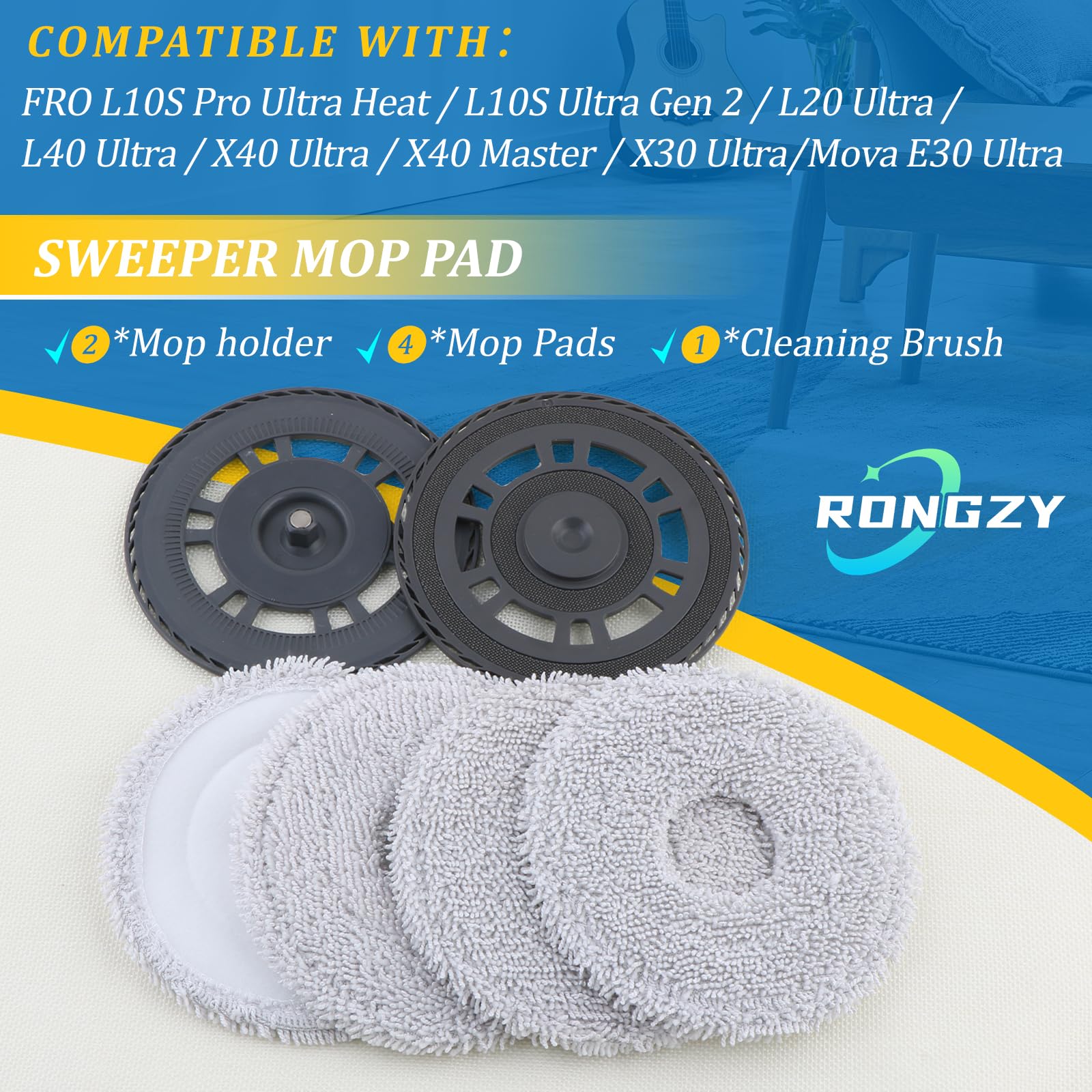Soporte de Trapeador para Dreame L10S Pro Ultra Heat/L10S Ultra Gen 2 Lavable y Reutilizables Paños de Fregona para Dreame L20/L40/X40/X30/Mova E30 Ultra/X40 Master Robot Aspirador Accesorios xx