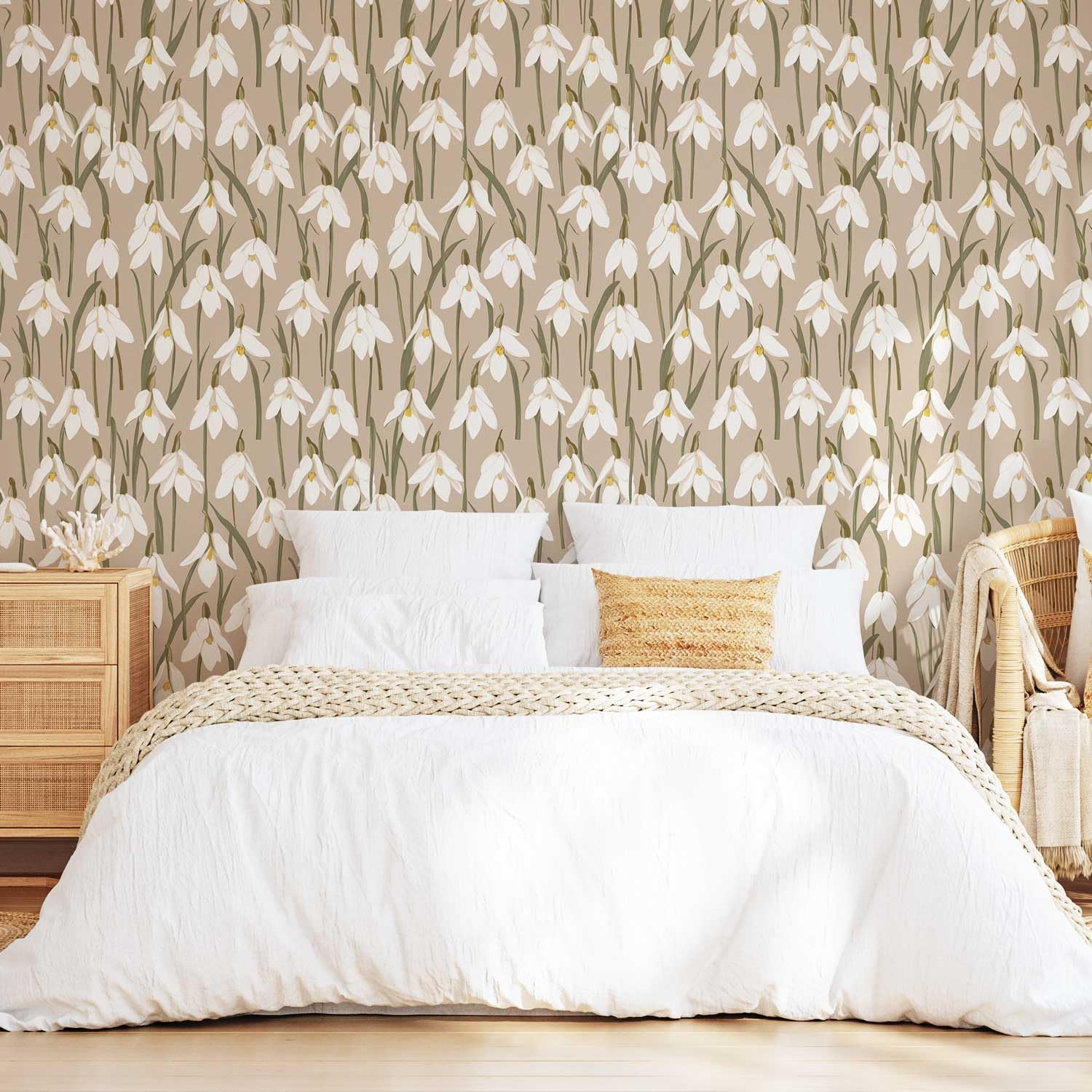 17.3" x 393.7" Floral Wallpaper Vintage Brown Orchid Peel and Stick Wallpaper Self Adhesive Removable Wallpaper for Bedroom Decorative Contact Paper