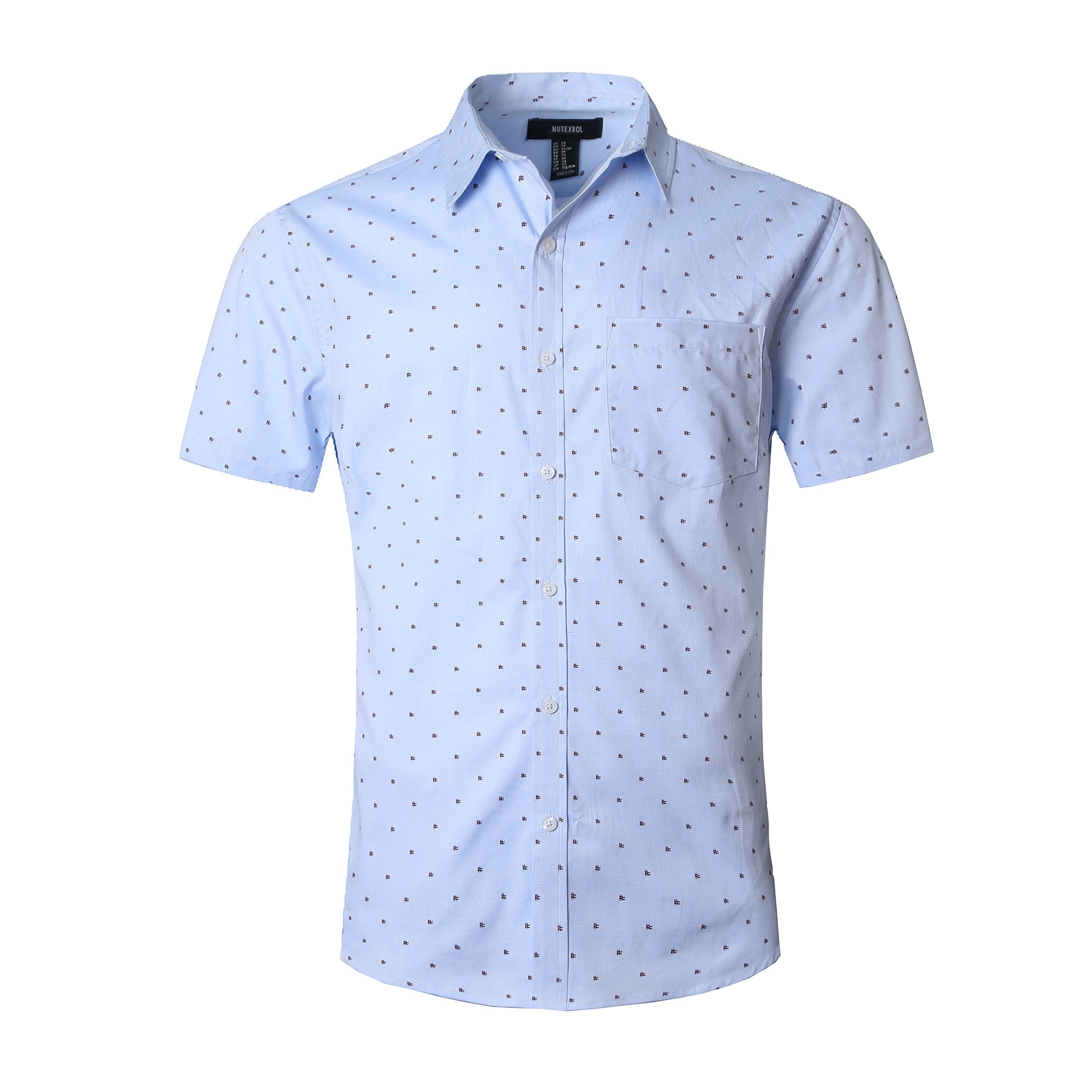 Men's Premium Polka Dot Print Casual Shirt Short Sleeve Cotton Shirts