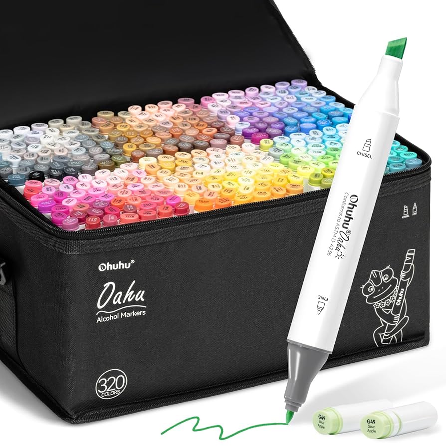 【良品】Ohuhu 320色マーカーセット Amazon.com: Ohuhu Alcohol Markers 320 Colors - Chisel & Fine