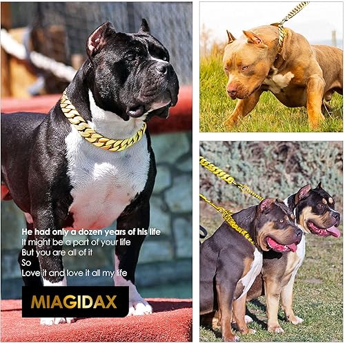 Miniatura 5 de Txprodogchains - Collar de cadena para perros grandes, collar de eslabones cubanos de 1.260in de grosor, collar de eslabones cubanos de metal fuerte