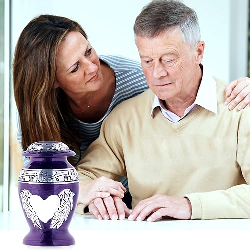 Miniatura 18 de Urnas pequeñas moradas para cenizas humanas - Alas de ángel y mini urnas de corazón - Urnas de recuerdo de cremación para cenizas - Soporte
