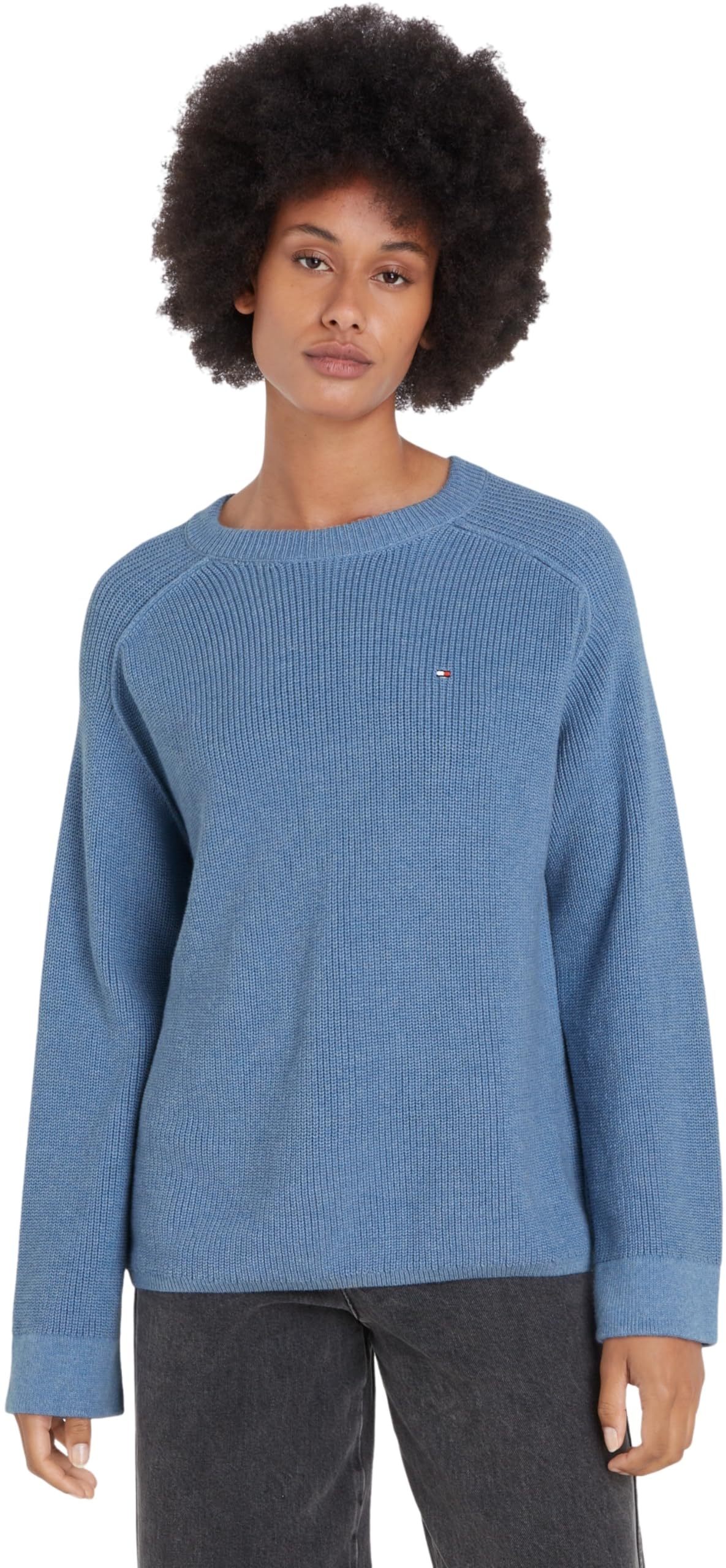 Tommy Hilfiger Women's Knitted Jumper, Blue (Vessel Blue Melange), XS