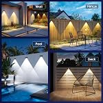 Lumières de clôture solaires AUDERWIN extérieures étanches 20 pièces, Lumières solaires pour clôture, Lumière LED à lentille avec 3 modes d'éclairage pour mur, patio, porche, marche, arrière-cour, terrasse, escalier, arrière-cour