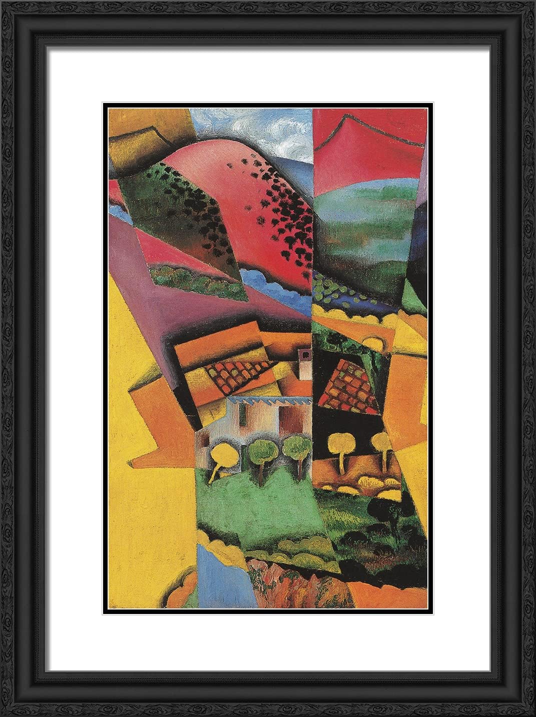 ArtDirect Gris, Juan 18x24 Gold Ornate Framed Art Print with Double Matting Titled: Landscape in Ceret