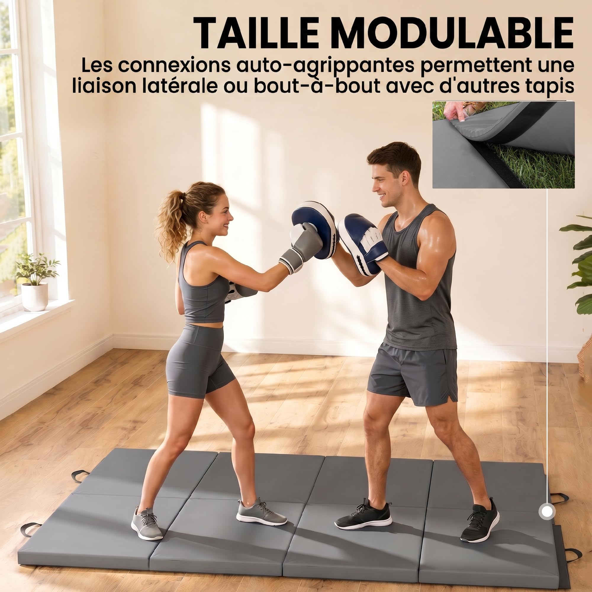 HOMCOM Esterilla de yoga plegable 180x80x5cm Gris
