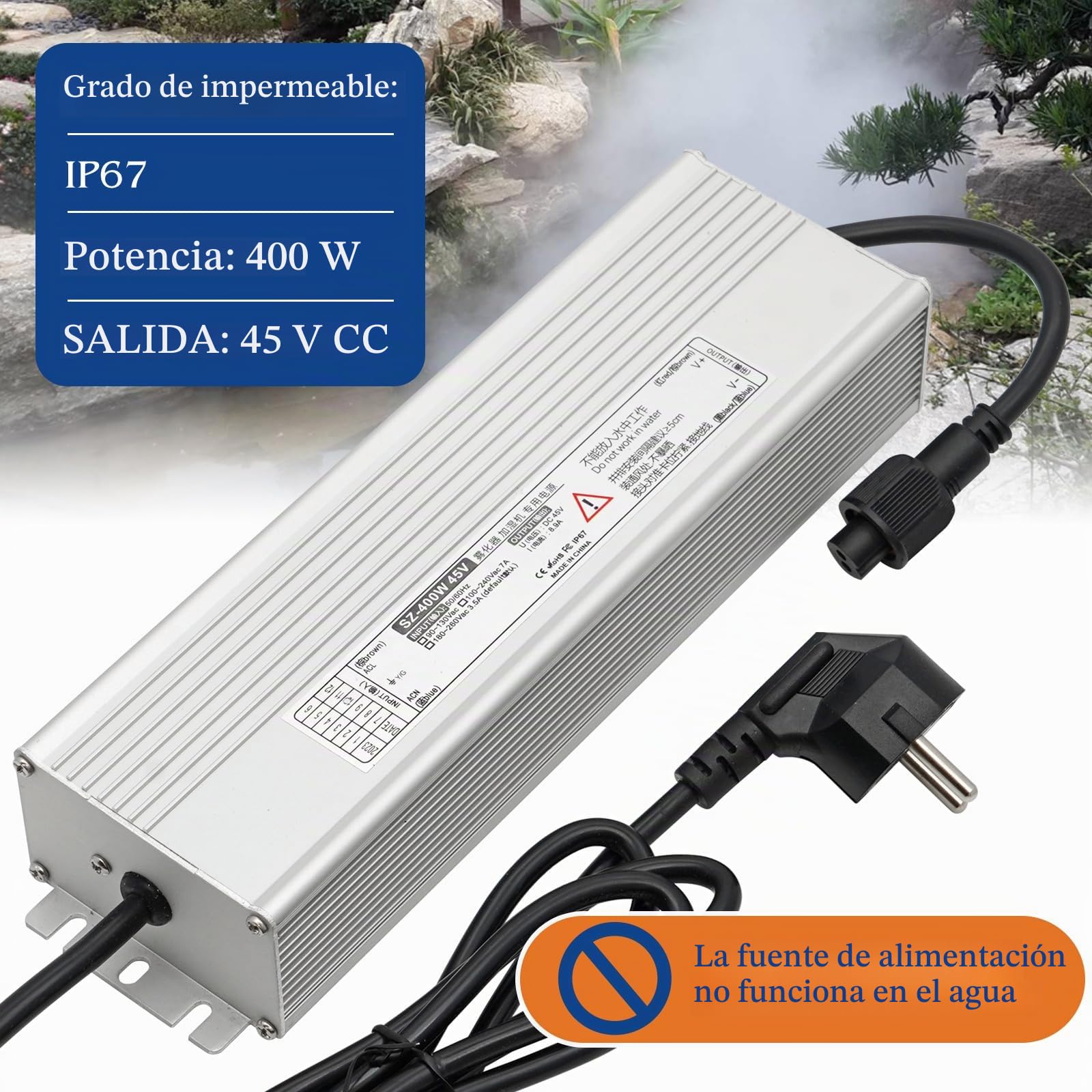 Maquina De Niebla 10 Cabezas 7L/H Generador De Niebla con Fuente De Alimentación De 400w Y Boya De Plástico, Nebulizador Ultrasónico Atomizador para Fuentes De Estanque, Paisajes Mágicos