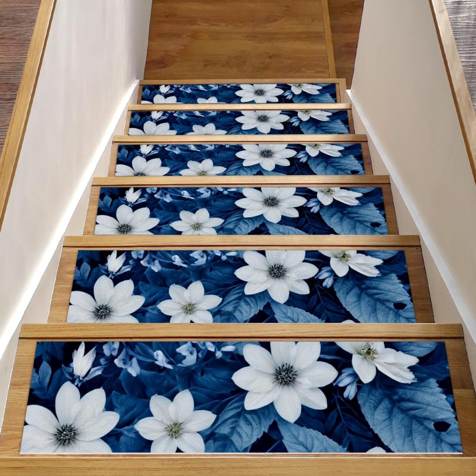 Alfombras para escaleras de madera Blu (1) antideslizantes 76x20 cm
