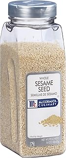 McCormick Culinary Whole Sesame Seed, 16 oz - One 16 Ounce Container of Hulled Whole White Sesame Seeds Perfect for Noodle...