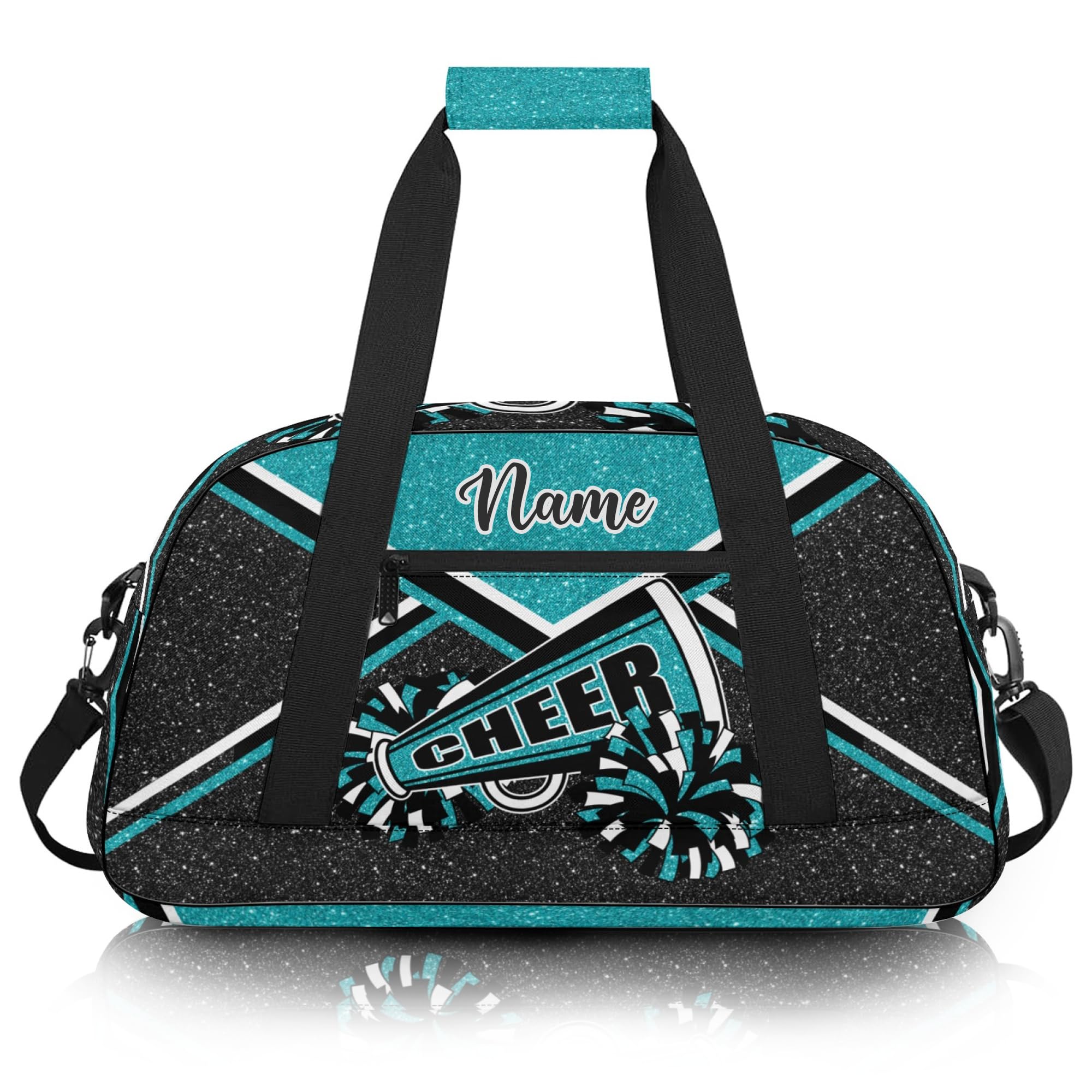 Personalized Cheer Bag with Name, Custom Cheerleader Duffle Bag for Women, Gym Travel Bag for Cheerleaders (Teal)