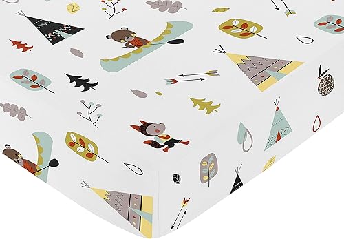 Miniatura 3 de Sábana bajera ajustable para cuna de aventura al aire libre, ropa de cama para bebésniños pequeños, estampado de animales de zorro, oso de naturaleza