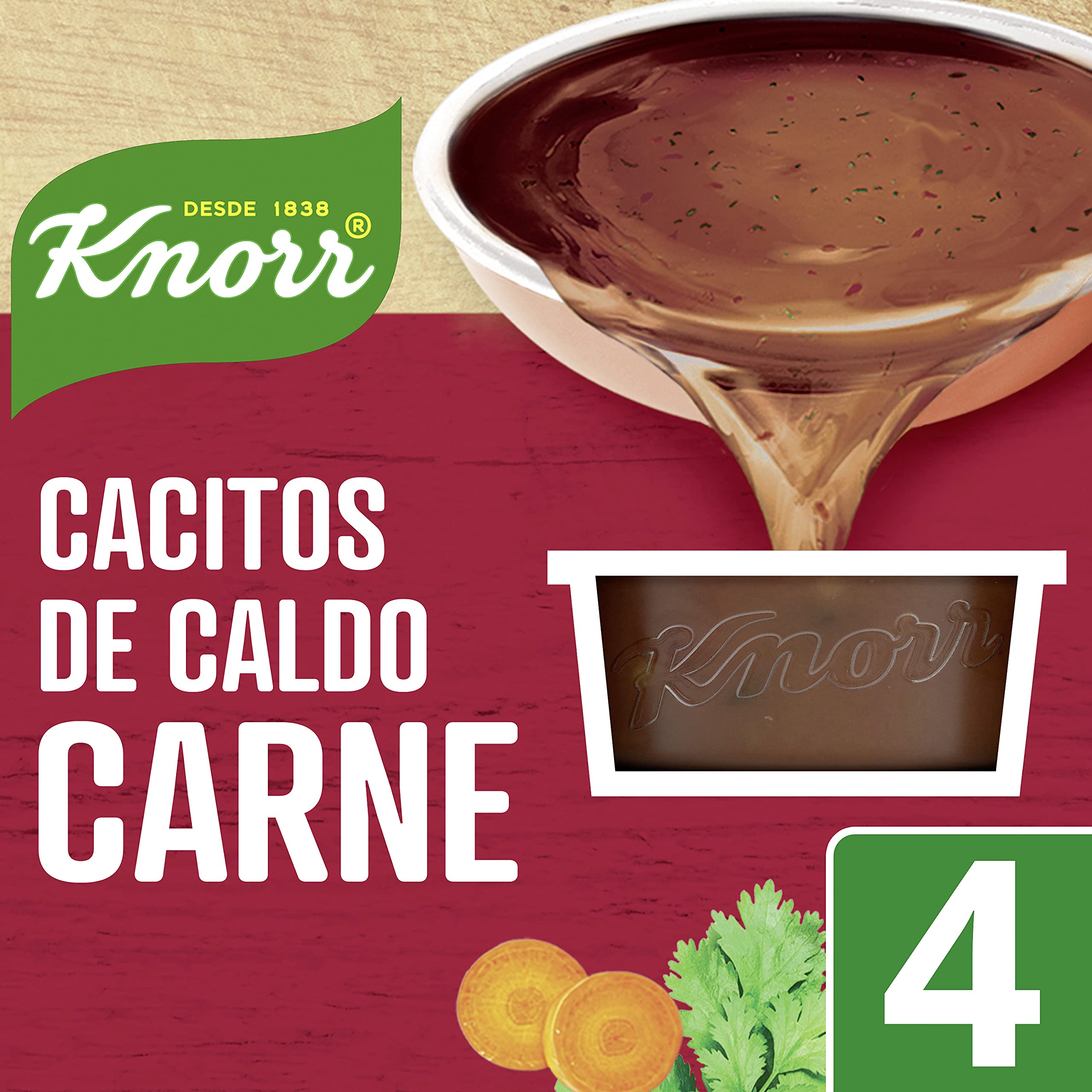 Knorr - Cacitos de caldo carne, 112 g, pack de 8