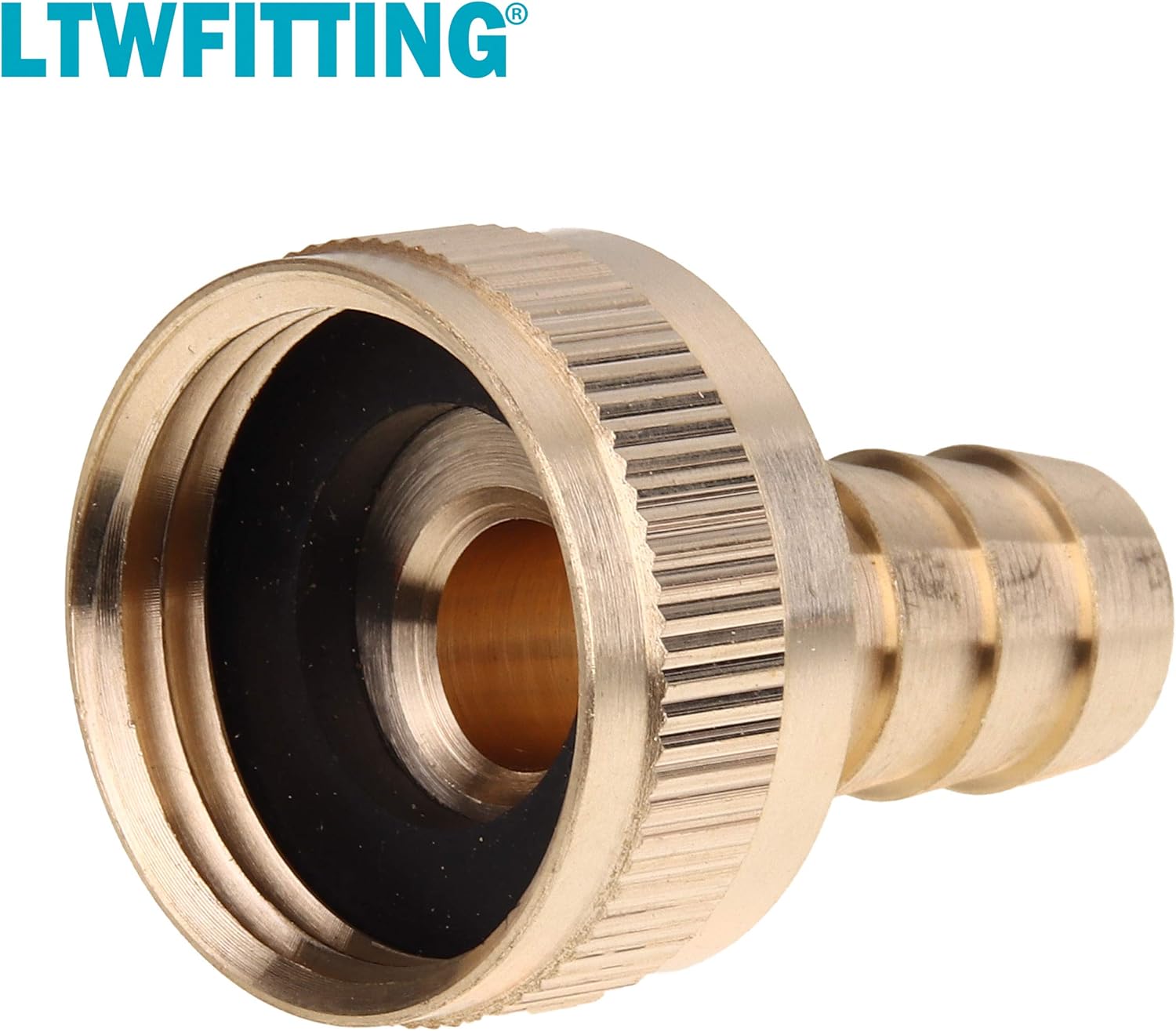 LTWFITTING Brass 1/2" Barb x 3/4" FHT Hose Repair/Connector,Garden Hose Fitting(Pack of 5)