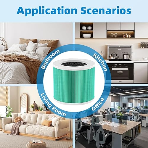 Miniatura 8 de Paquete de 2 filtros de repuesto HY1800 compatibles con purificador LoytioAYAFATOIOIOW y MORENTOAir, 3 en 1, H13 True HEPA y filtro de carbón