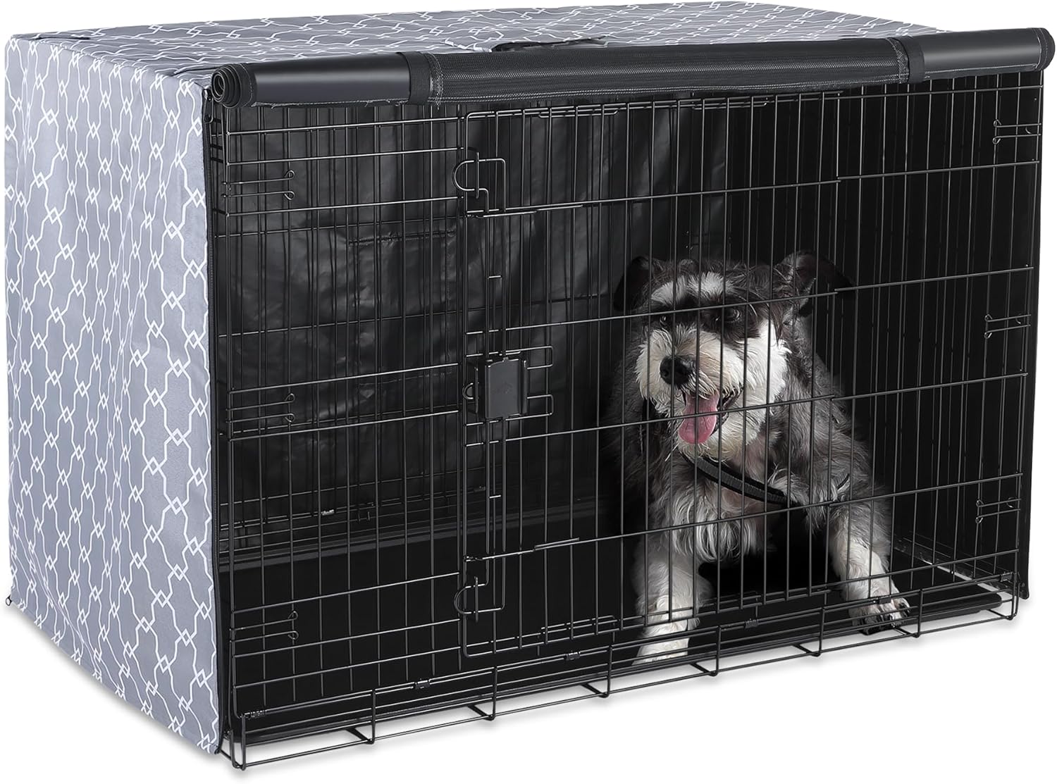 Amazon Basics Dog Cage Cover for 48-inch Wire Crates, Heavy-Duty with Zippered Panels, Recycled Polyester