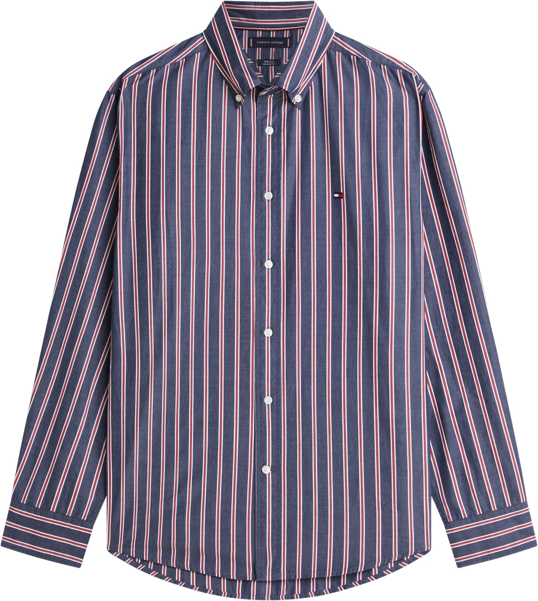 Tommy Hilfiger Flex Poplin Bold Stripe RF Shirt Mw0mw39159 Chemise L/S Homme (Lot de 1)