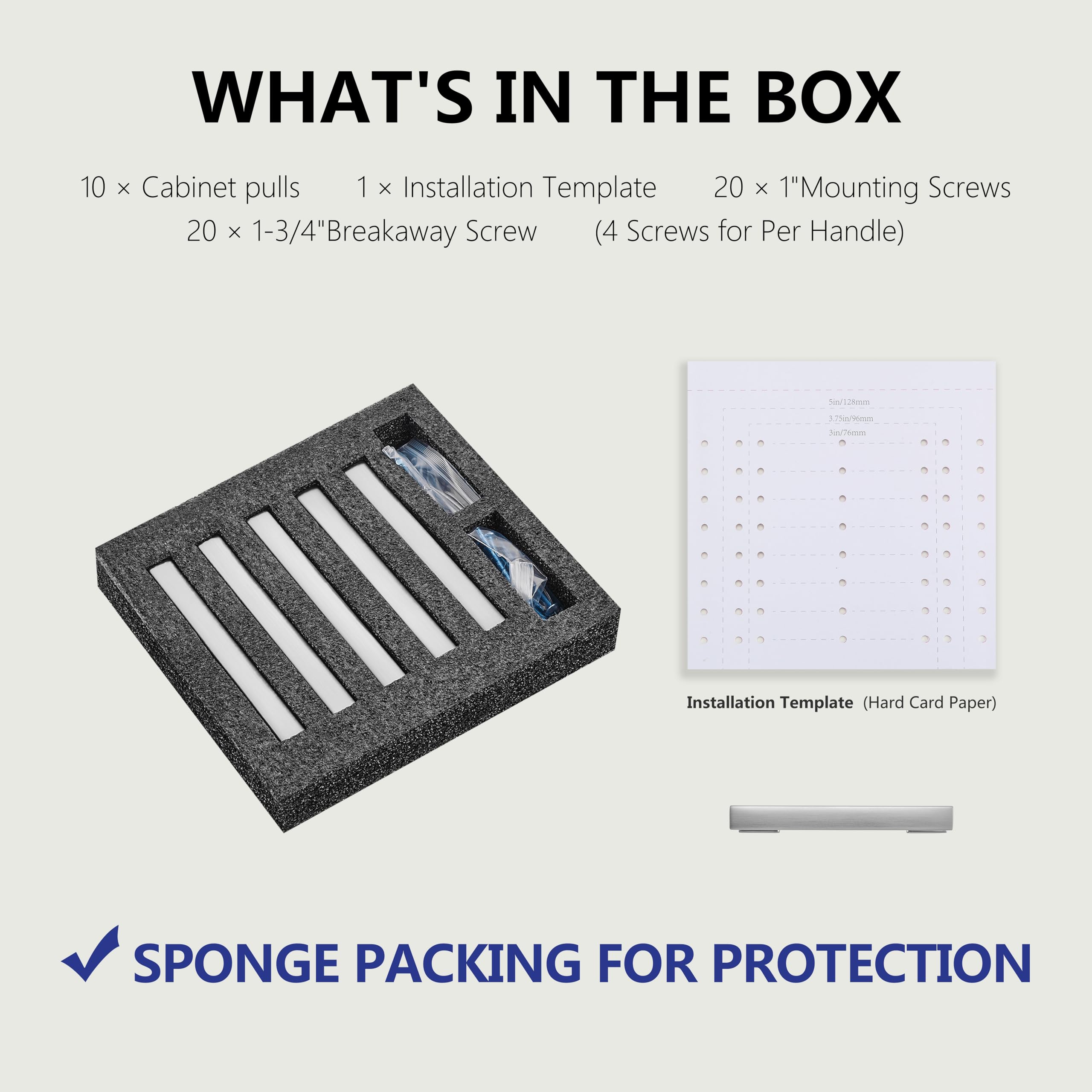 Paquete de 10 manijas de gabinete de cocina de níquel satinado cepillado de 3-3/4 pulgadas (96 mm), tiradores de gabinete, accesorios para gabinetes de cocina, tiradores de armario, manijas