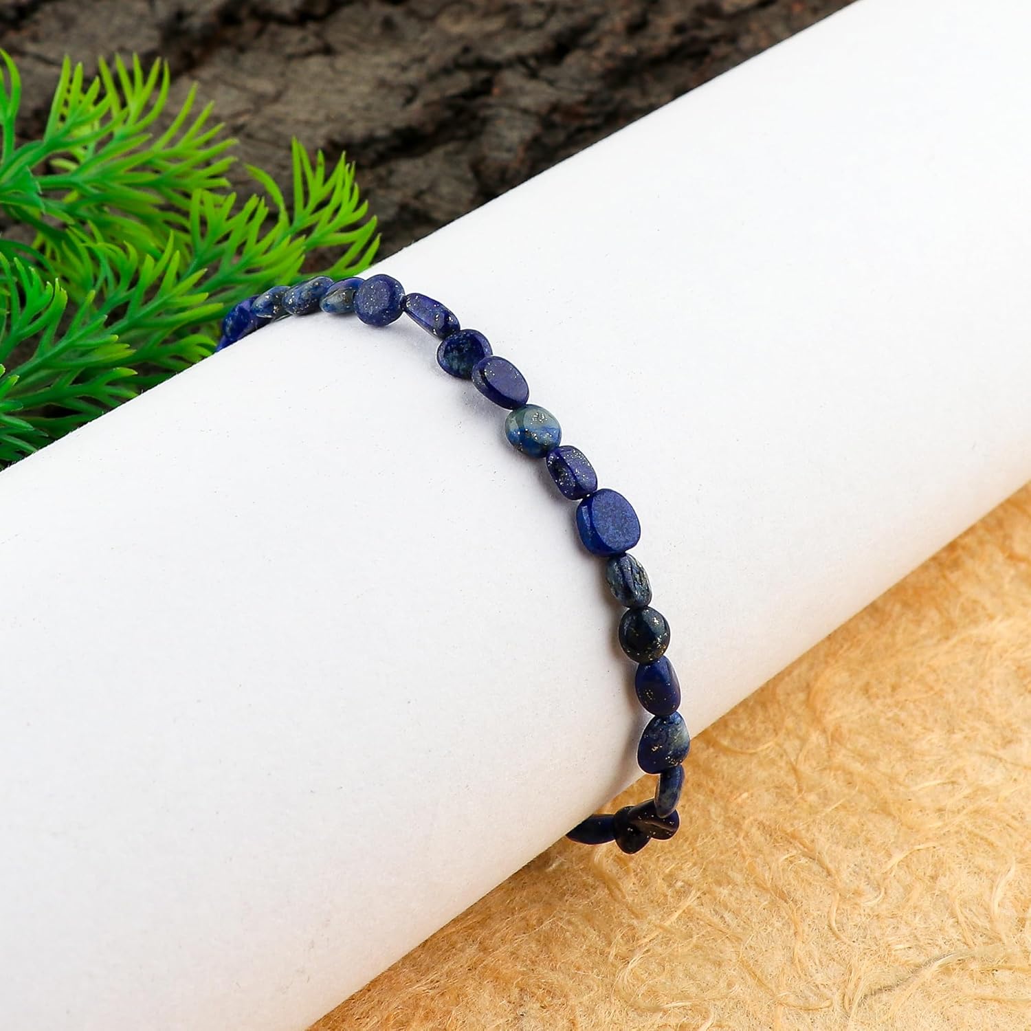 Handmade Bracelet – Natural Lapis Lazuli Tumble Beads – Wisdom & Emotional Healing – 14K Gold Plated Adjustable Chain – Dainty 8 Inch – Perfect Gift for Her - Image 3