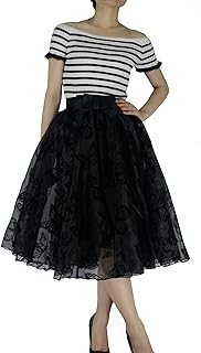 Lady's Organza Princess Skirt Bowknot A Line Pleated Midi/Knee Length Tu...