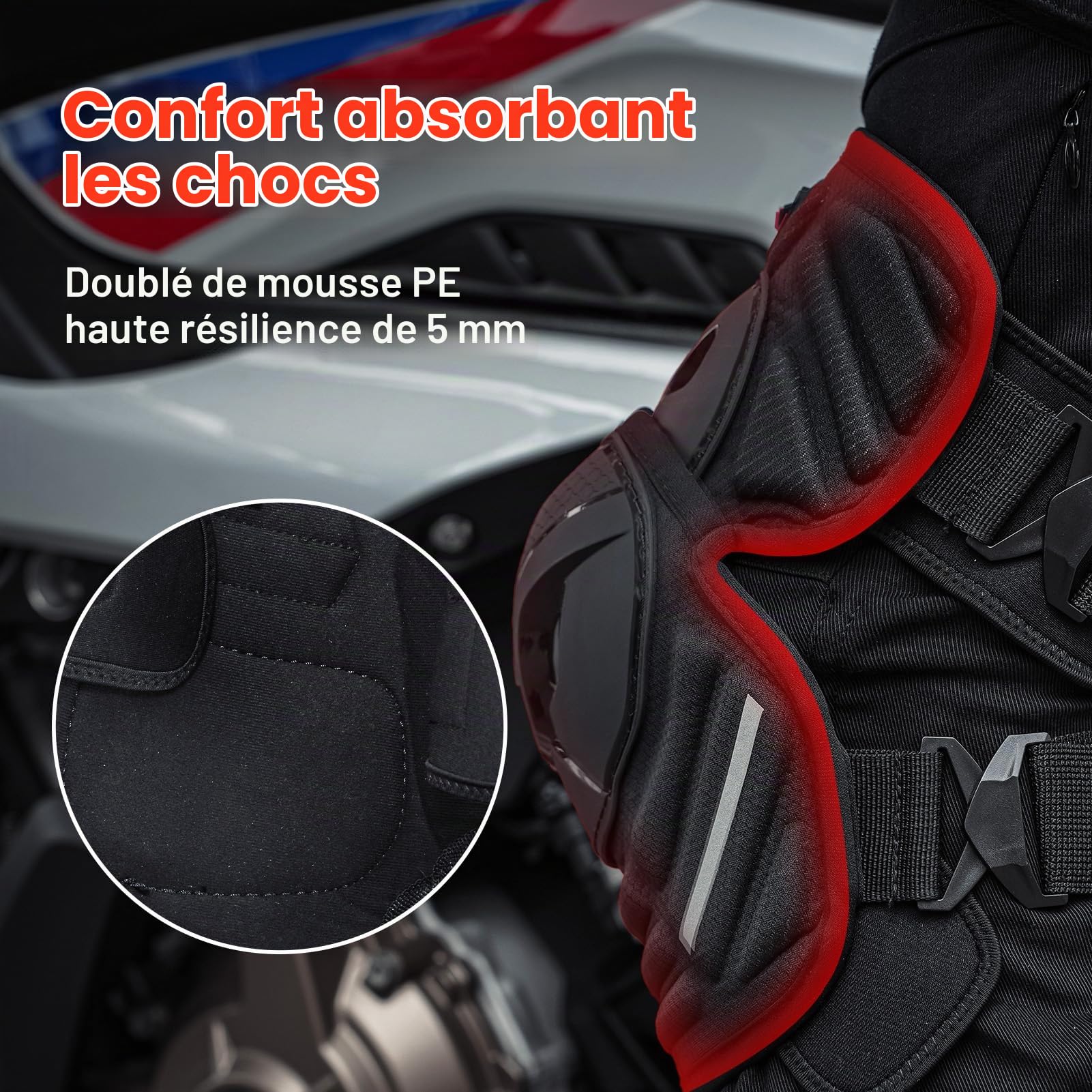 Scoyco 1 Paire de Genouillères pour Motocross Noir Protège Genouillères Ajustables Armure pour Motocross Racing Mountain Biking