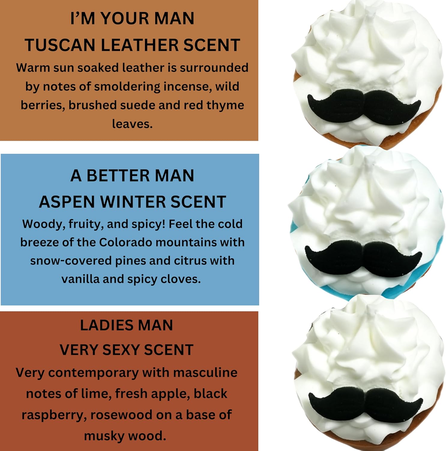 Mr. Bomb Mustache Dude Bath Bombs for Men for Guy Relaxation, Gift for Him, Manly Bath Soak, Masculine Scents for Men, Relaxing Bliss for The Gents, USA Crafted 6 Pk Macho Man Mustache