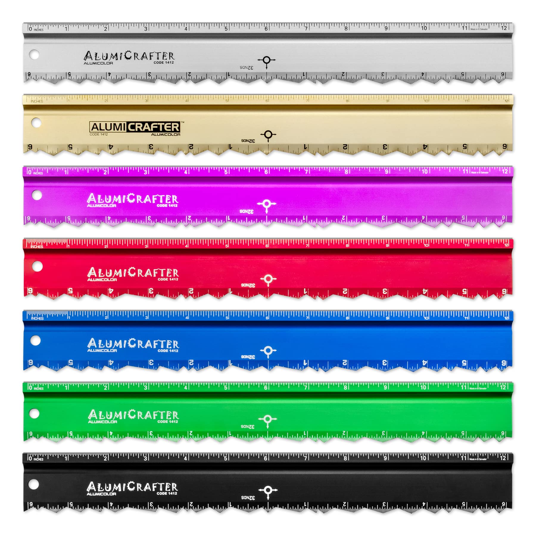 Alumicolor AlumiCrafter Metalllineal mit geradem Rand und einzigartigem Büttenrand, silberfarben, 30,5 cm