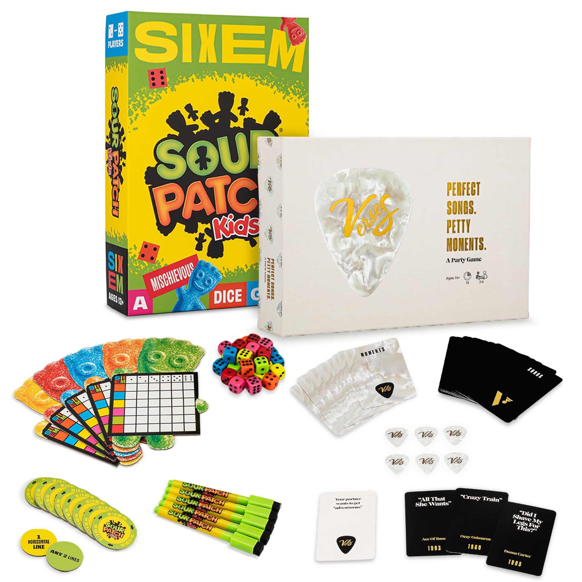 Hootenanny Games Sixem: Sour Patch Kids Dice Game and Hootnanny Games Verses Music Card Game