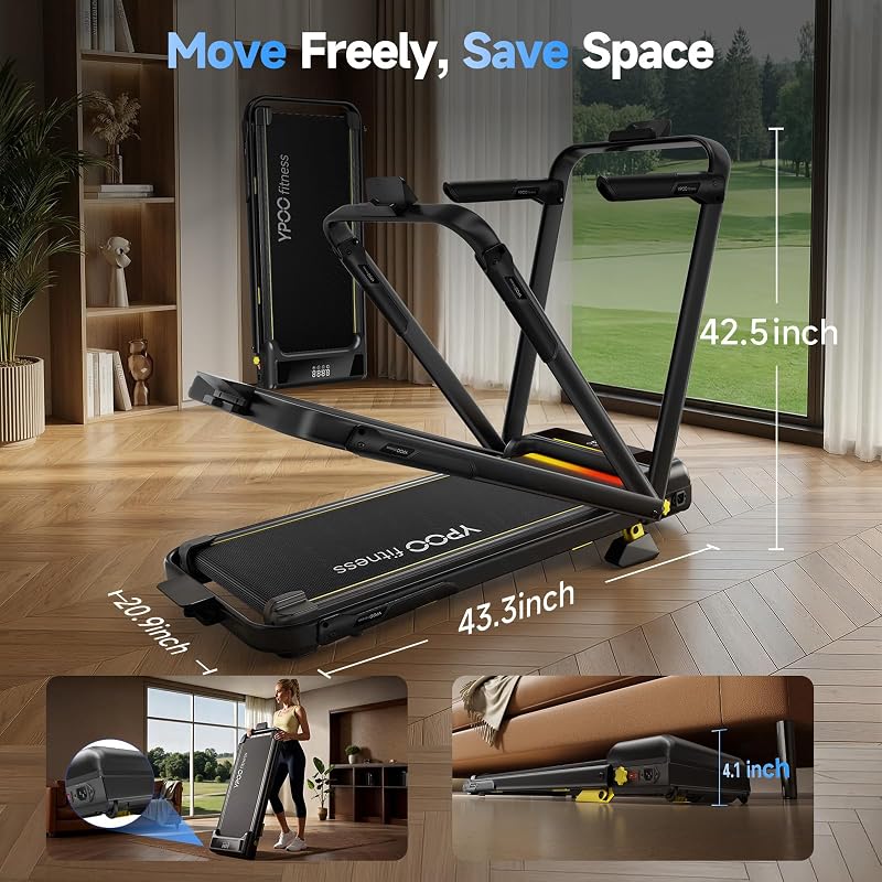 YPOO 16% Incline Walking Pad Treadmill with Handles, 6.2MPH, 330 LBS image 6