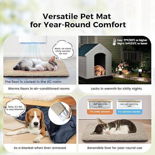 Miniatura 4 de Miguel Almohadilla autocalentable para gatos y perros, ultra cálida, almohadilla térmica para gatos, funda extraíble para interiores y exteriores,